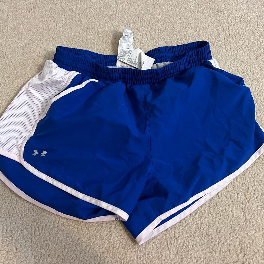 Under Armour Women's Athletic Shorts in Blue and White